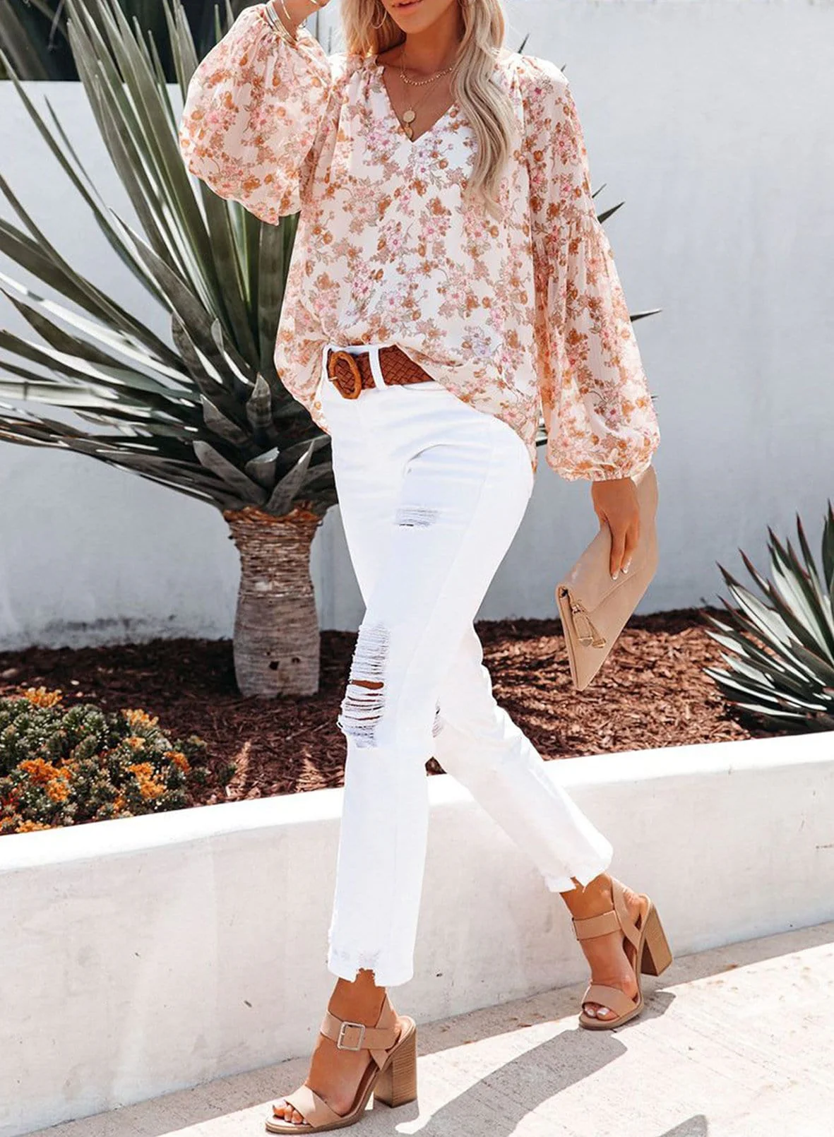 Floral Print Long Sleeve Blouse - Image 3