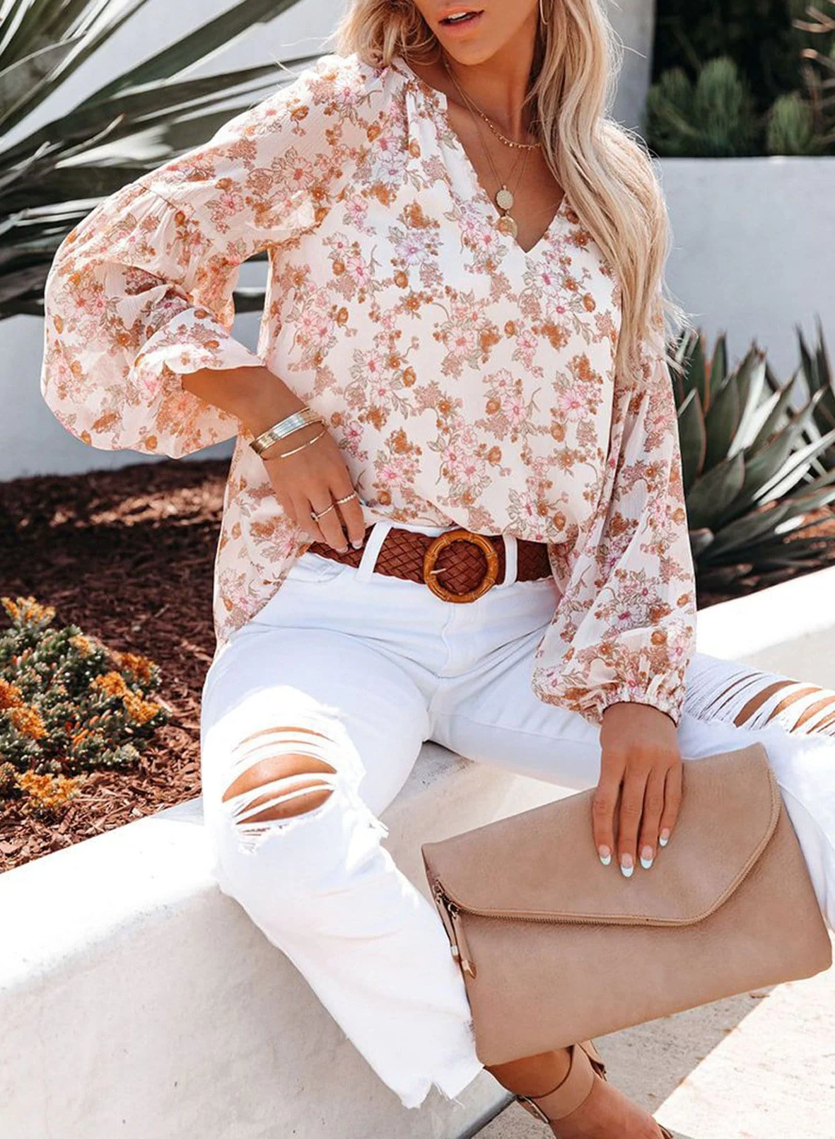 Floral Print Long Sleeve Blouse - Image 4