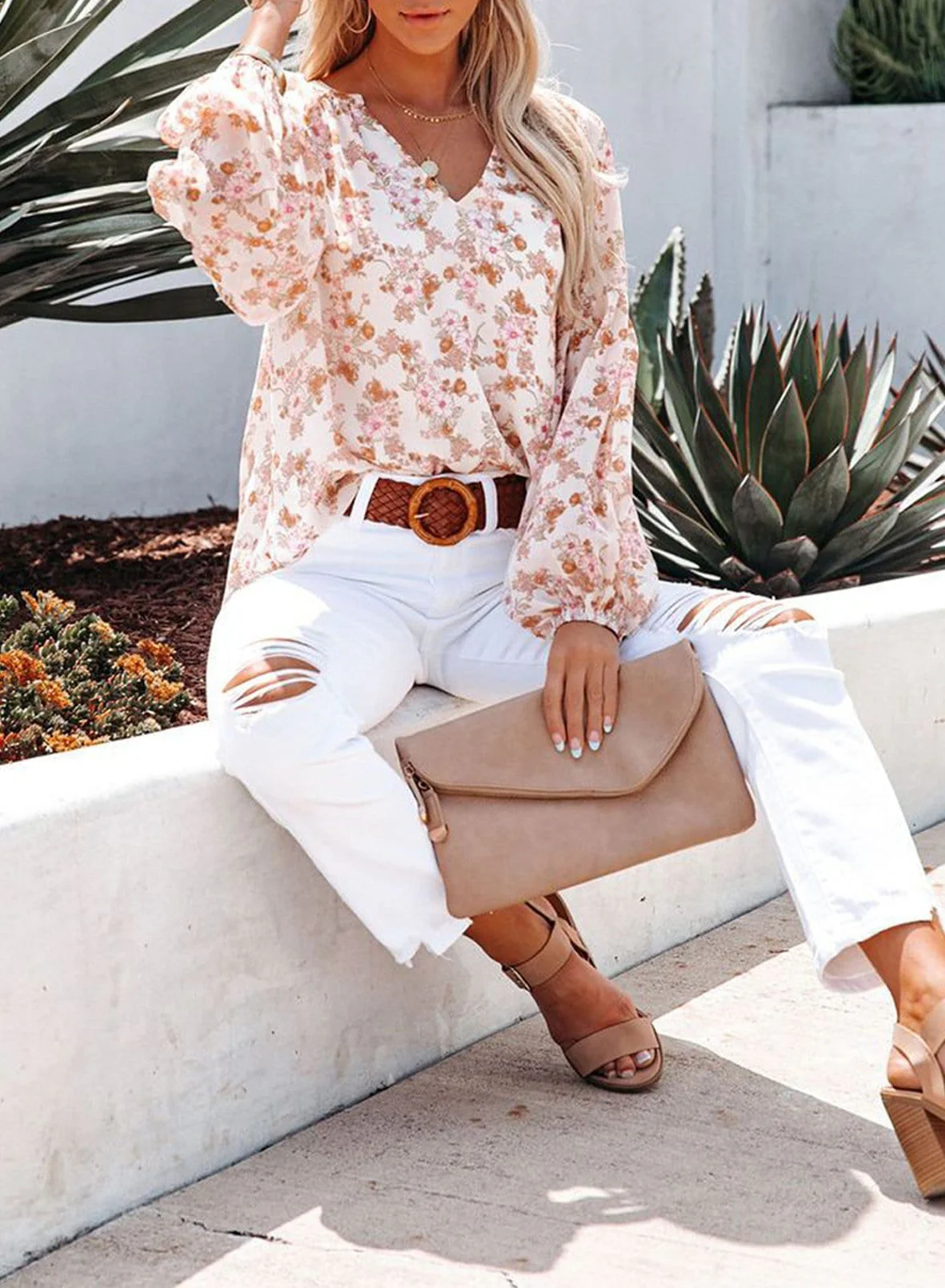 Floral Print Long Sleeve Blouse - Image 6