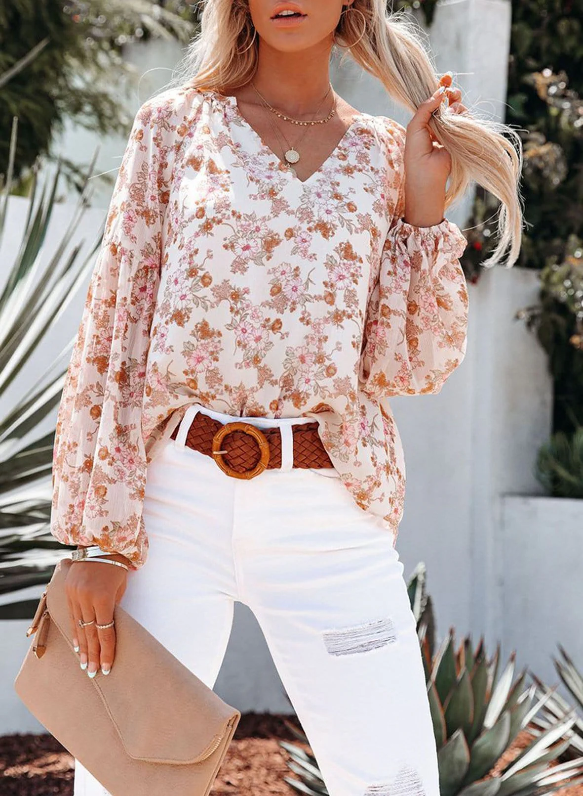 Floral Print Long Sleeve Blouse - Image 7