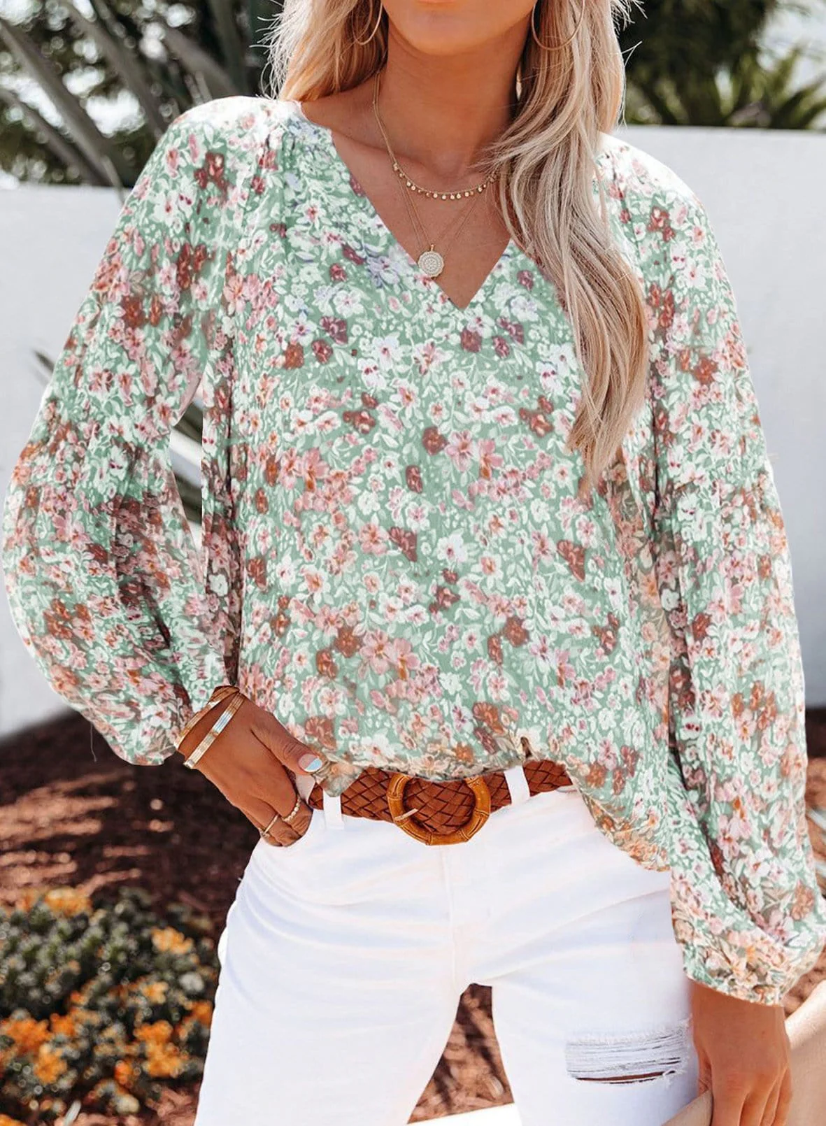 Floral Print Long Sleeve Blouse - Image 9