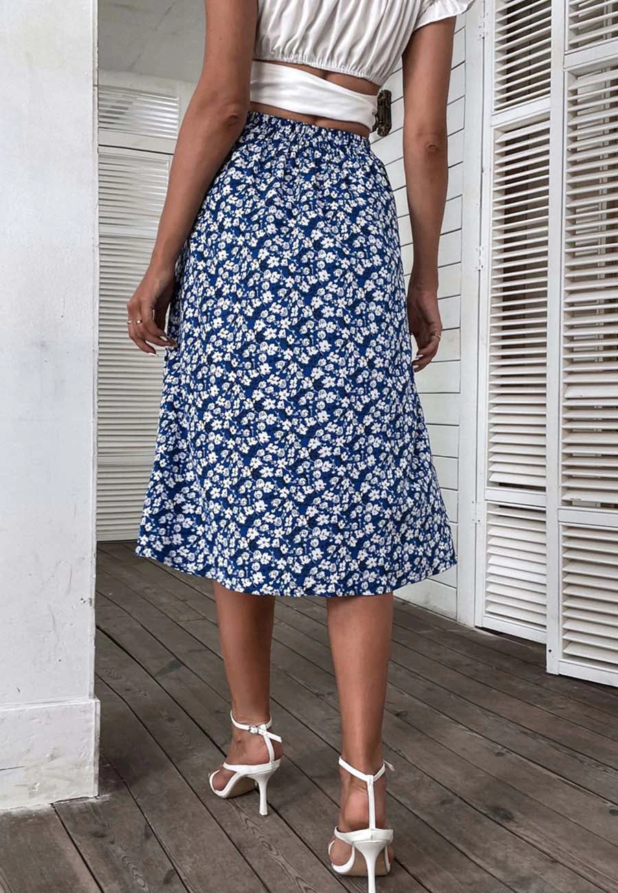Floral Print Overlap Ruffle Skirt - Image 4