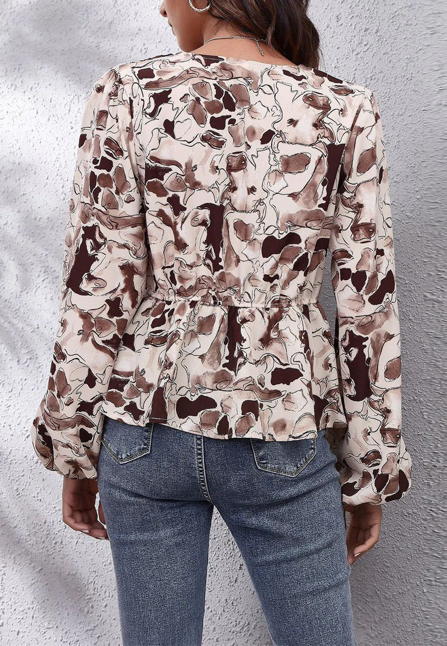 Floral Print Peplum Blouse - Image 12