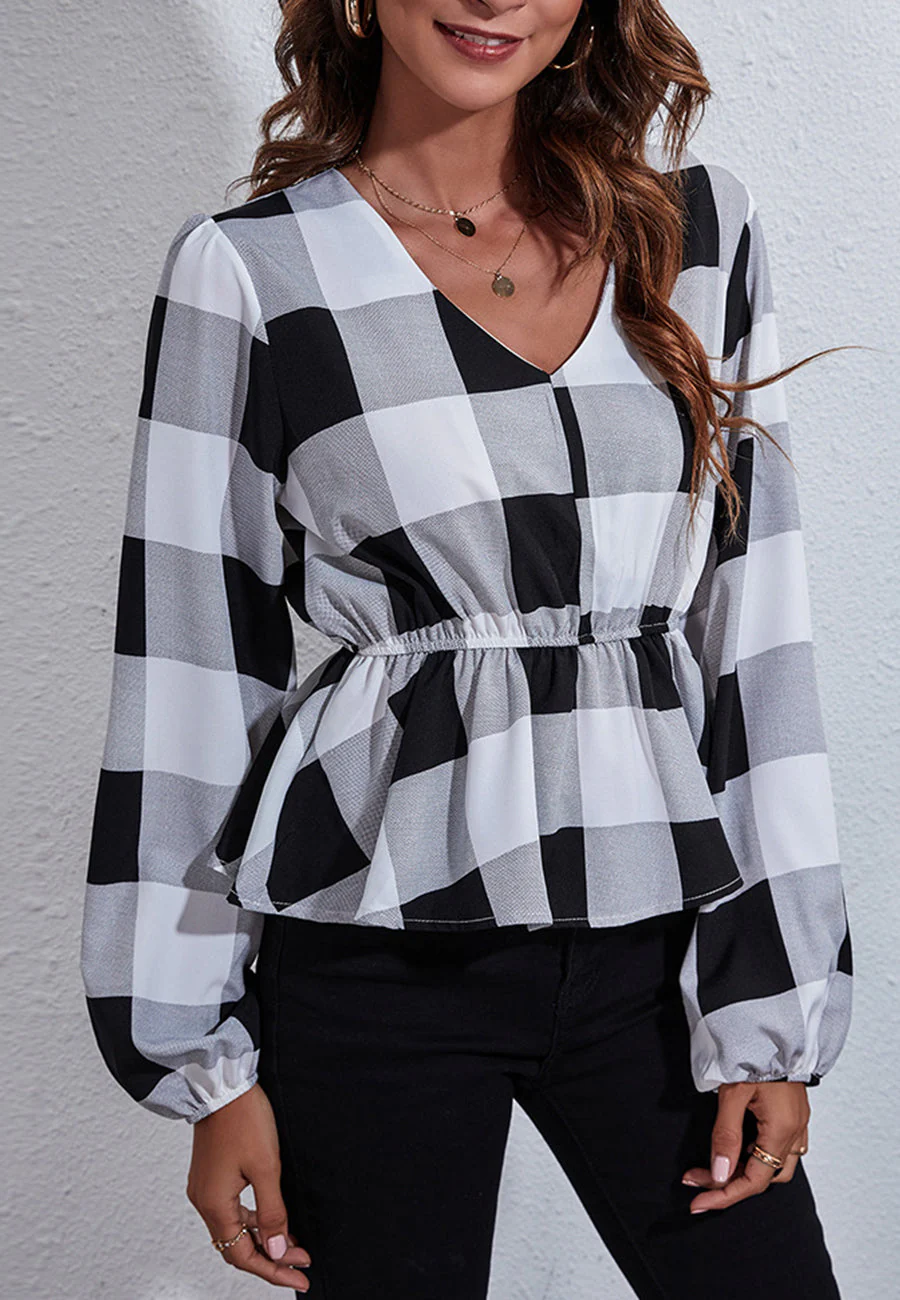 Floral Print Peplum Blouse - Image 18