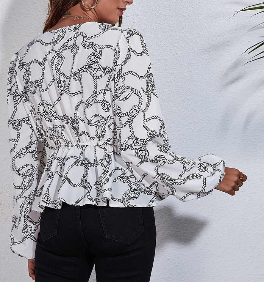 Floral Print Peplum Blouse - Image 27