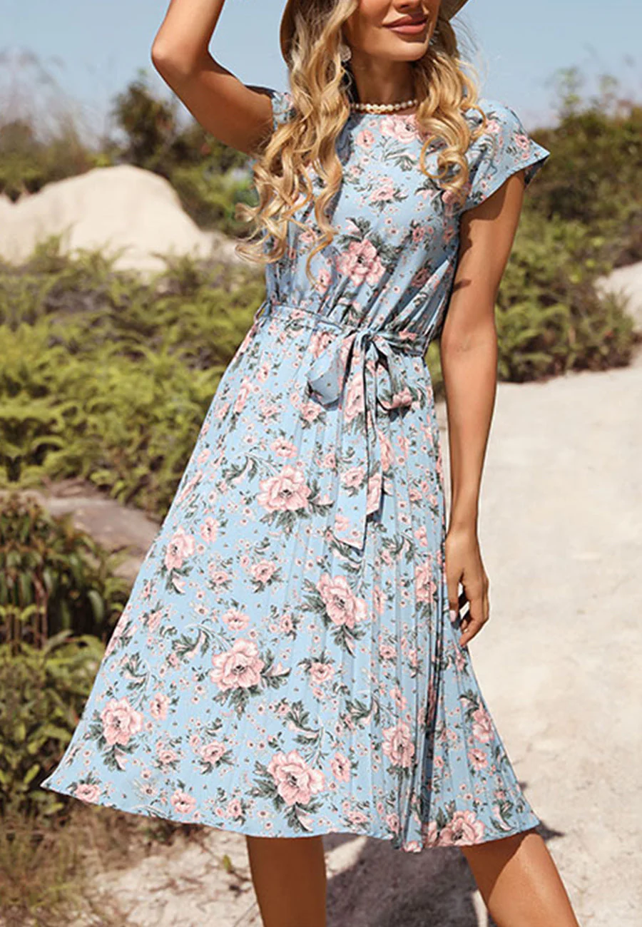 Floral Print Pleated Dress - Image 2