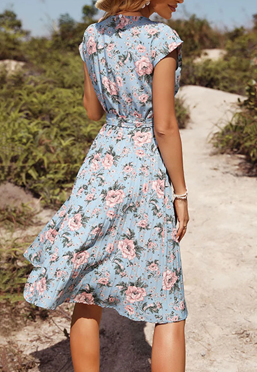 Floral Print Pleated Dress - Image 4