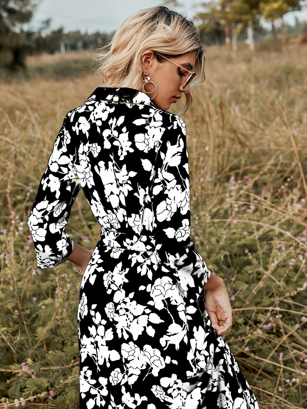 Floral Print Polo Shirt Dress - Image 13