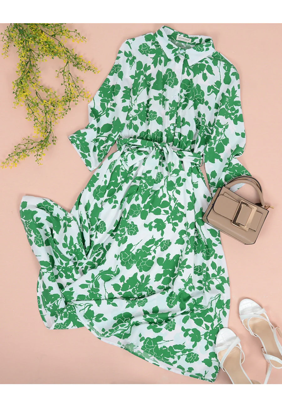 Floral Print Polo Shirt Dress - Image 8