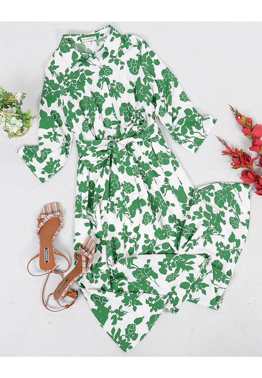 Floral Print Polo Shirt Dress - Image 9