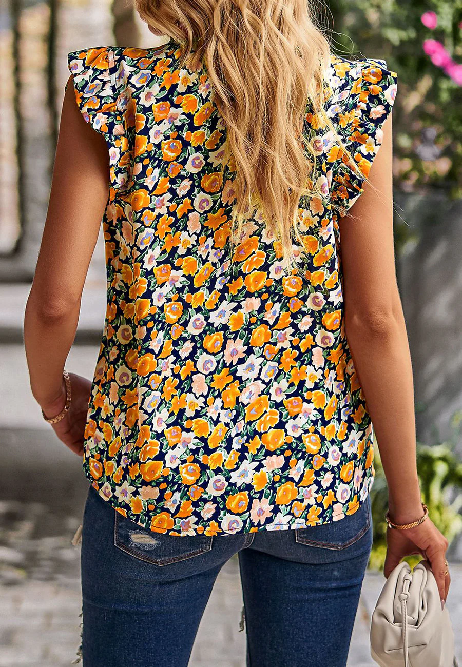 Floral Print Ruffle Detail Blouse - Image 22