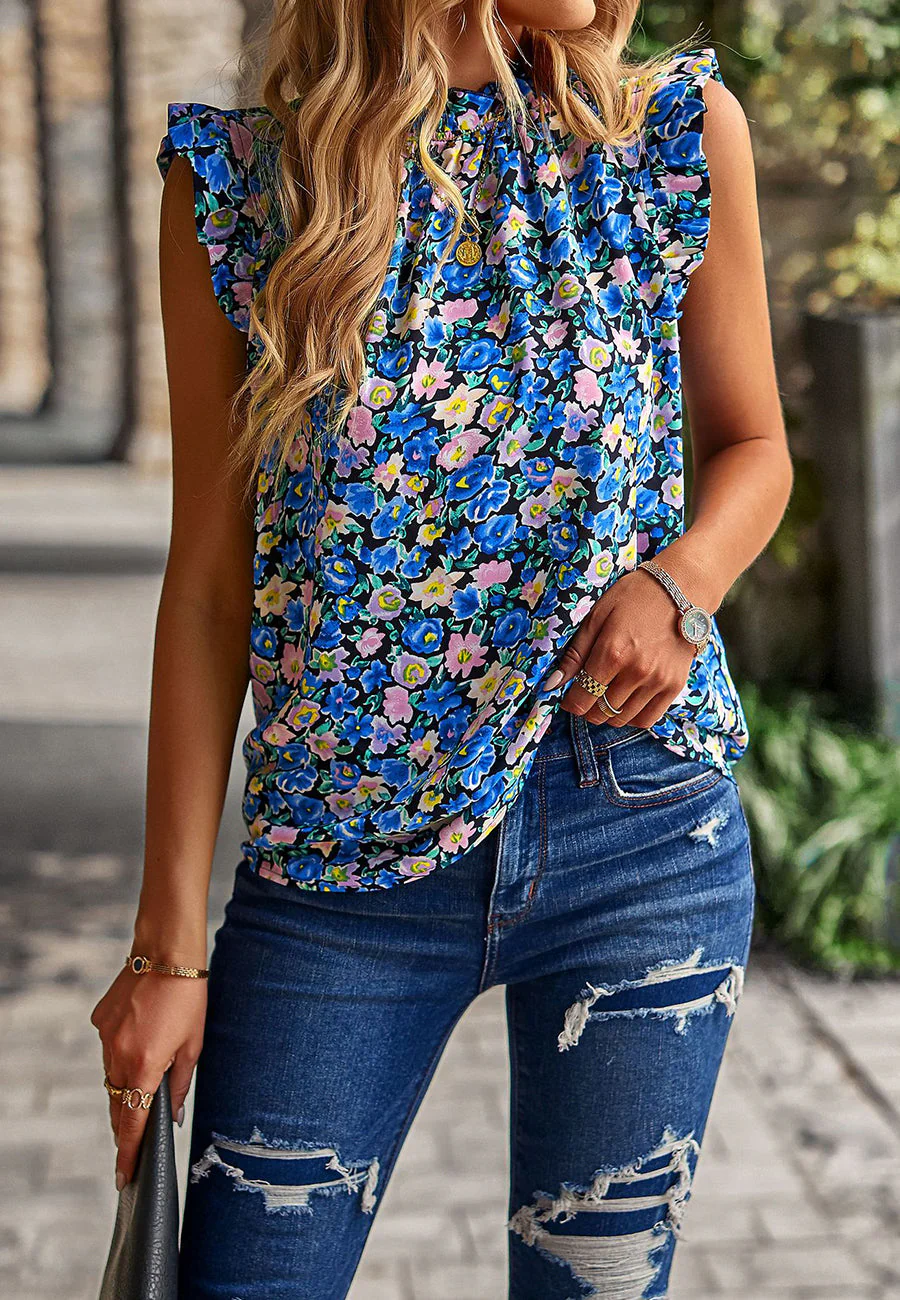 Floral Print Ruffle Detail Blouse - Image 8
