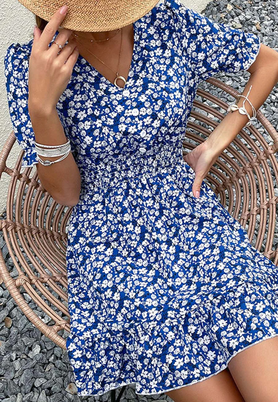 Floral Print Ruffle Hem Dress - Image 2