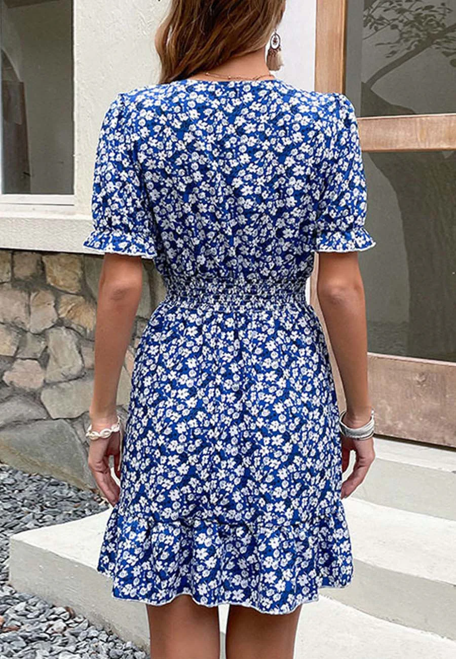 Floral Print Ruffle Hem Dress - Image 3