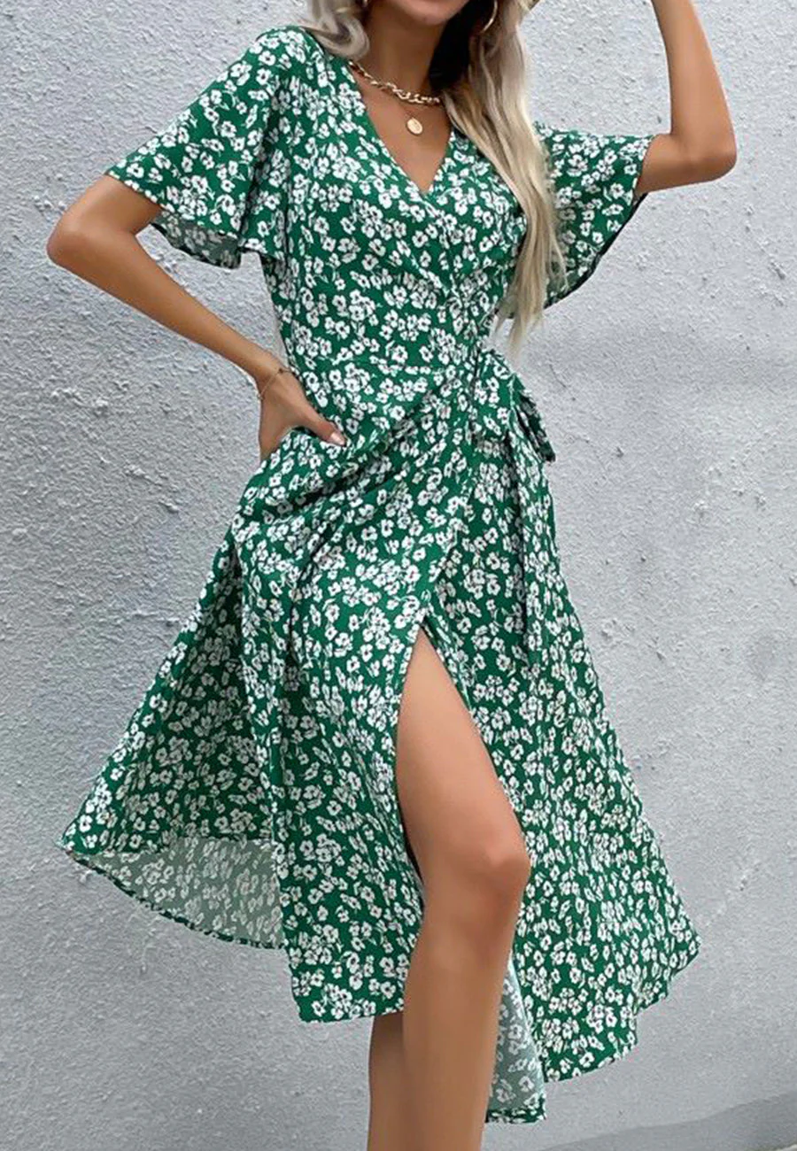 Floral Print Summer Wrap Dress - Image 2