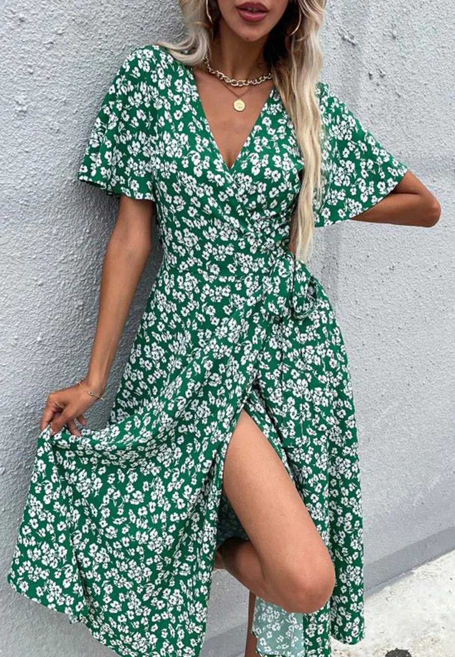 Floral Print Summer Wrap Dress - Image 3