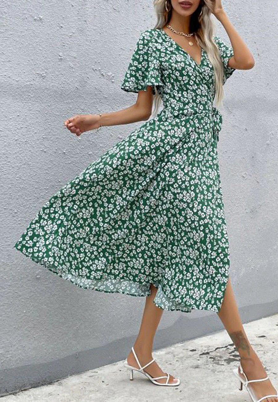 Floral Print Summer Wrap Dress - Image 5