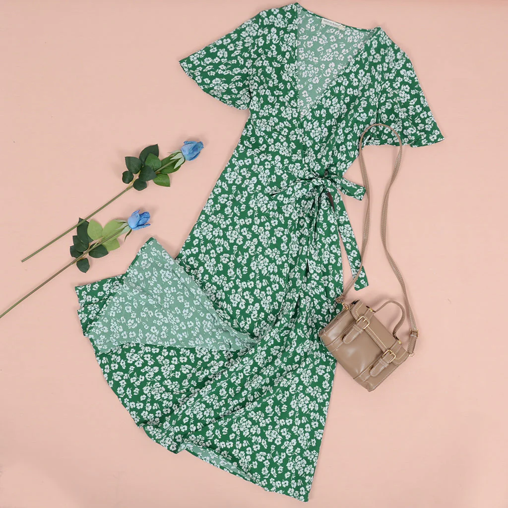 Floral Print Summer Wrap Dress - Image 8