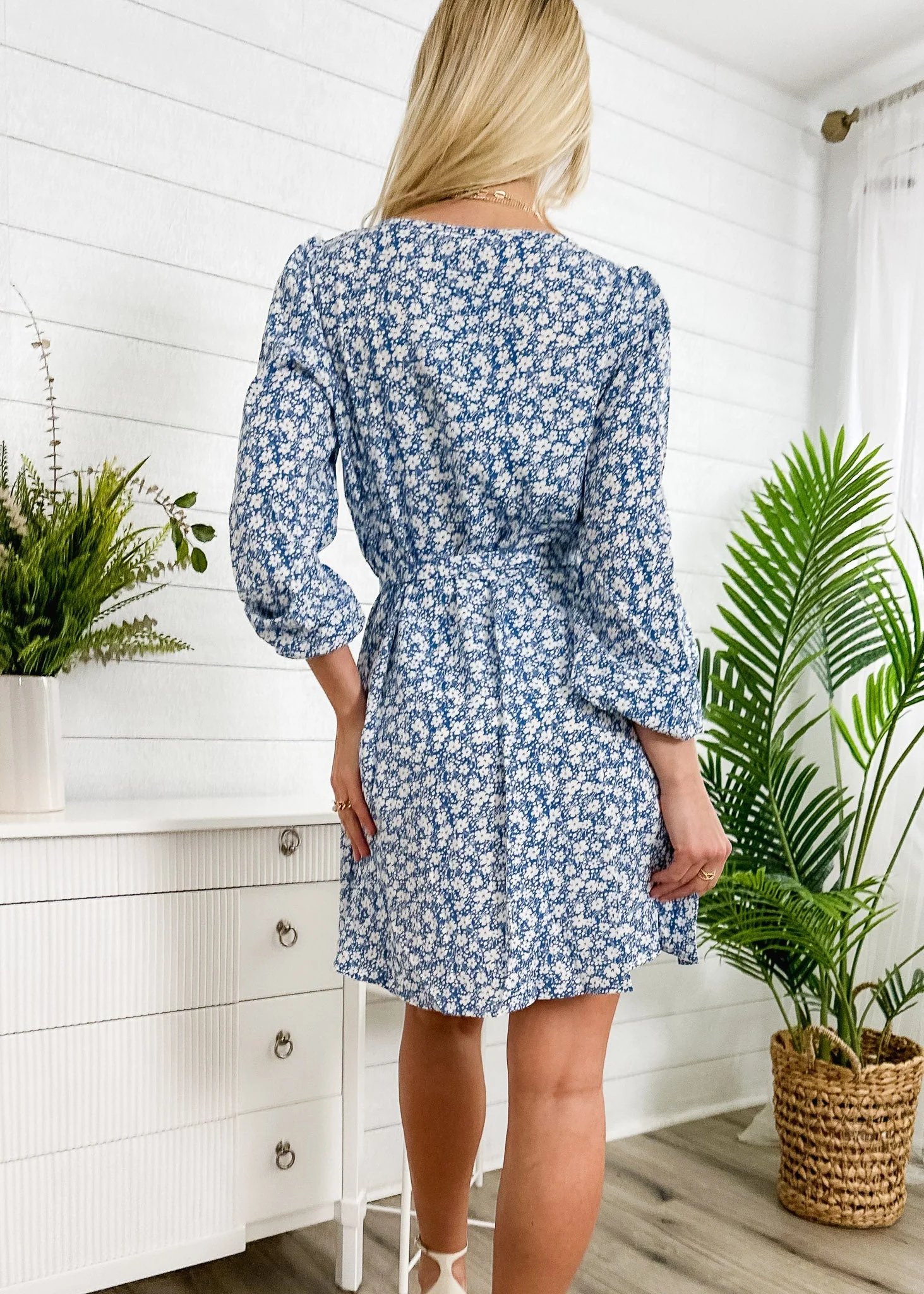 Floral Print Tie Ribbon Dress - Image 6