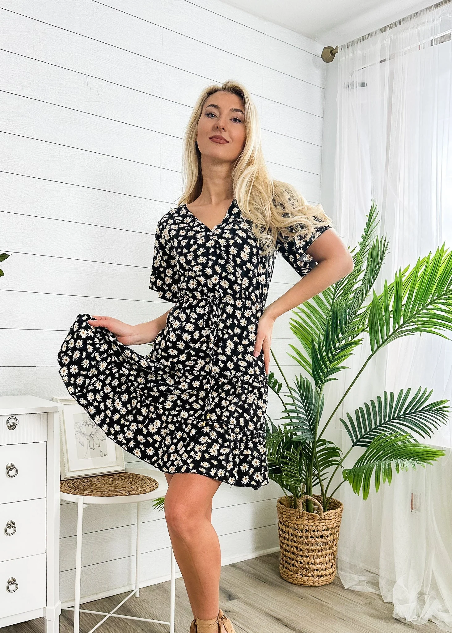 Floral Print Tiered Dress - Image 3