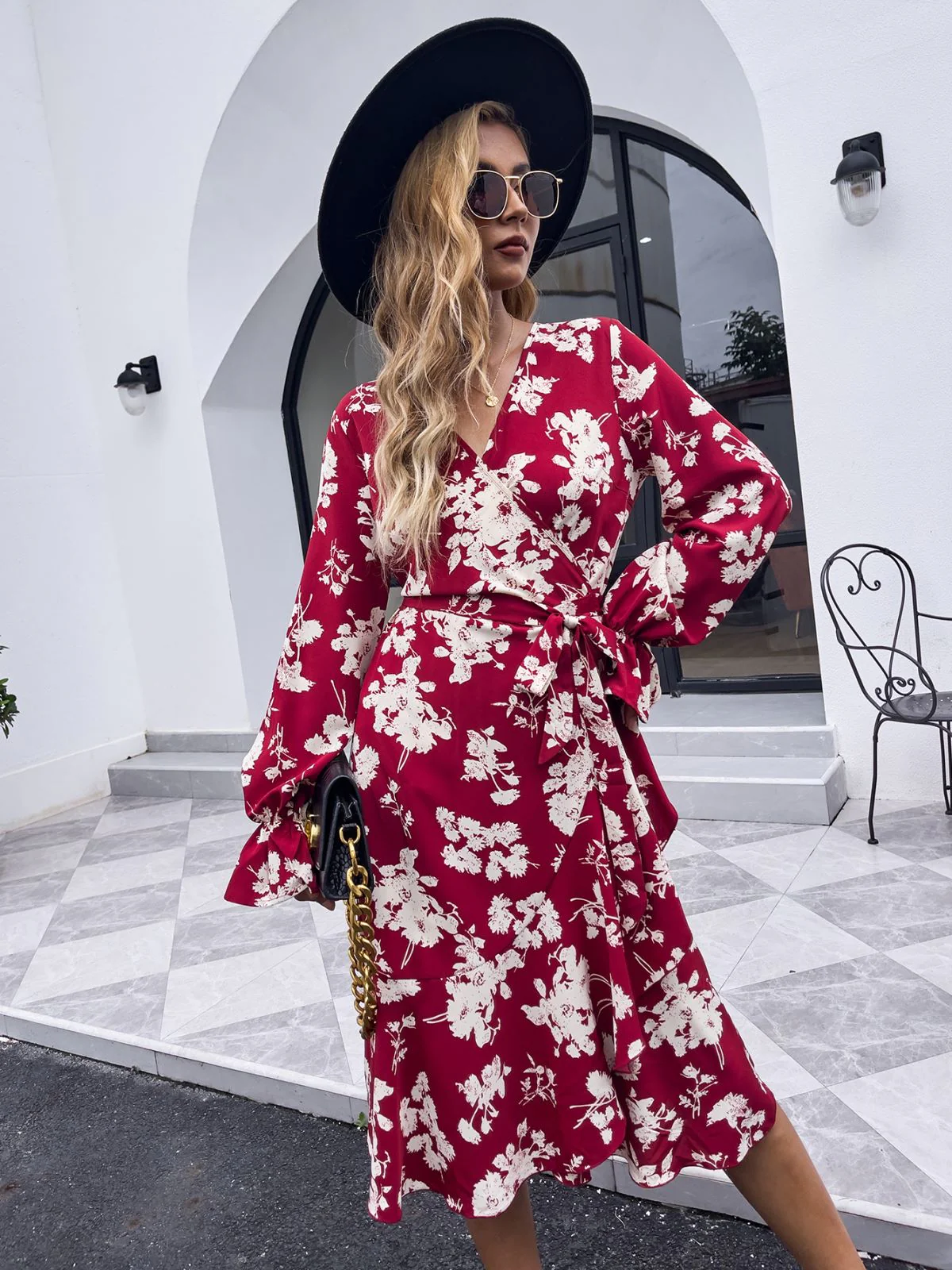 Floral Print Wrap Dress - Image 5
