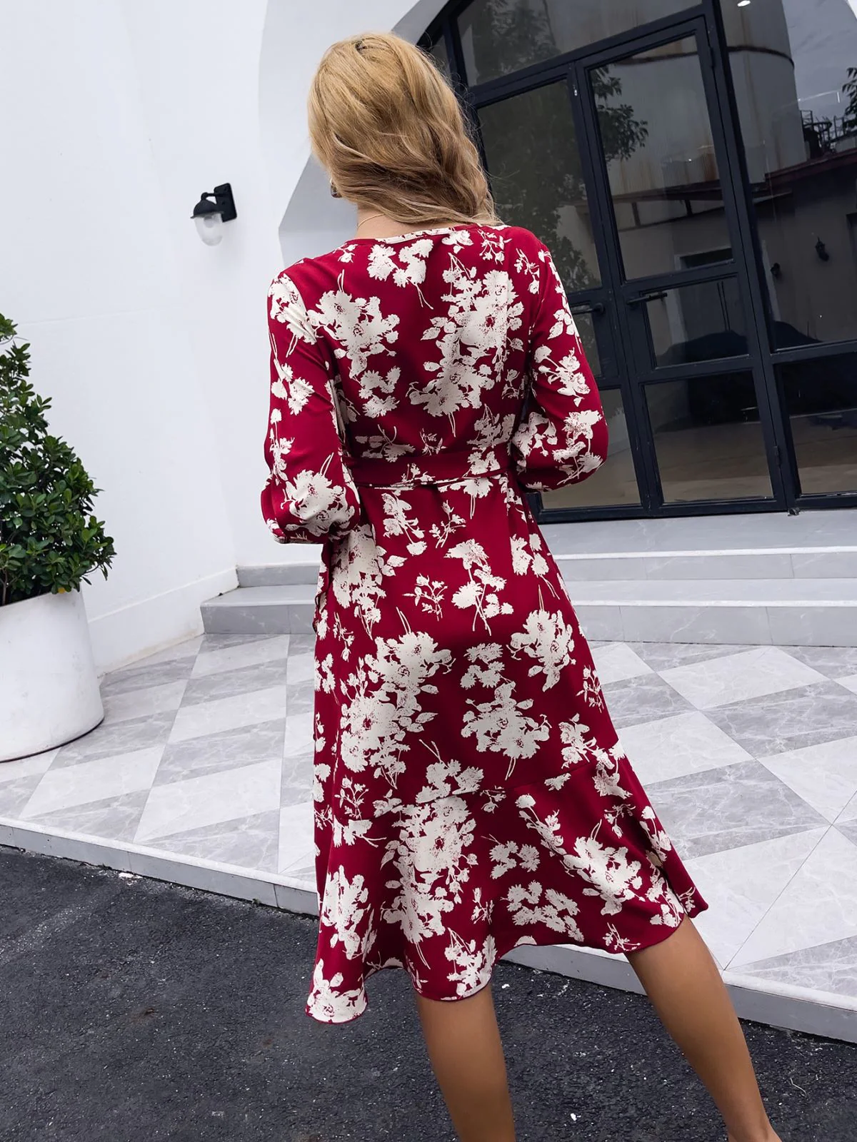 Floral Print Wrap Dress - Image 6