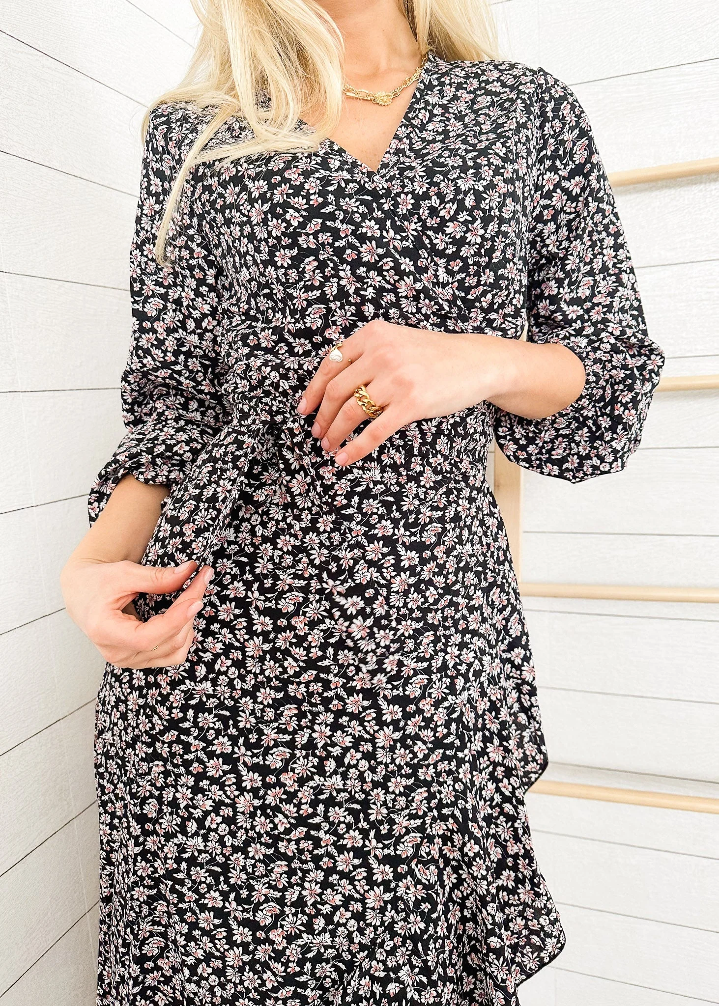 Floral Print Wrap Midi Dress - Image 12