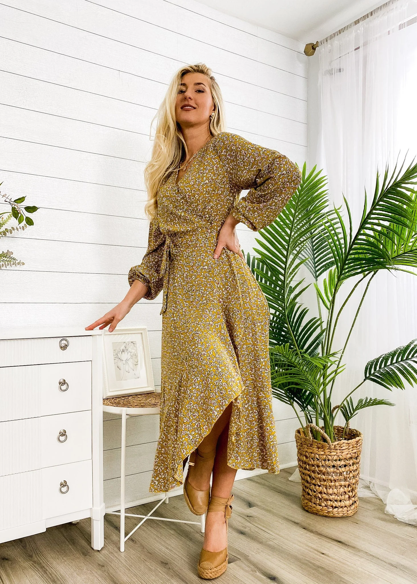 Floral Print Wrap Midi Dress - Image 17
