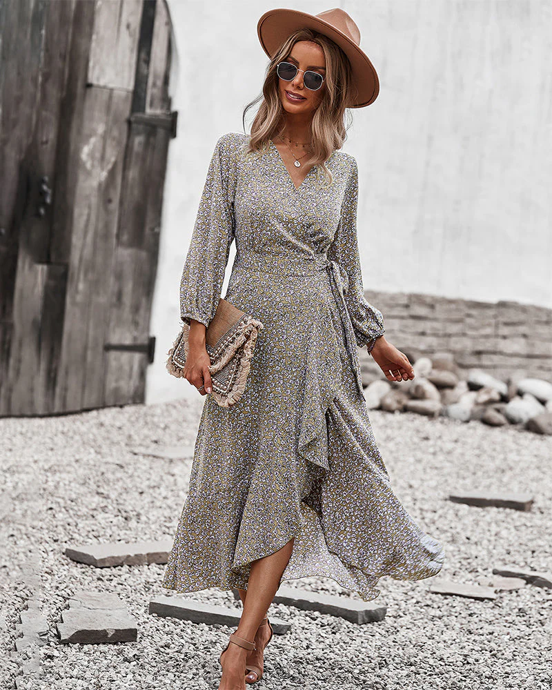 Floral Print Wrap Midi Dress - Image 22