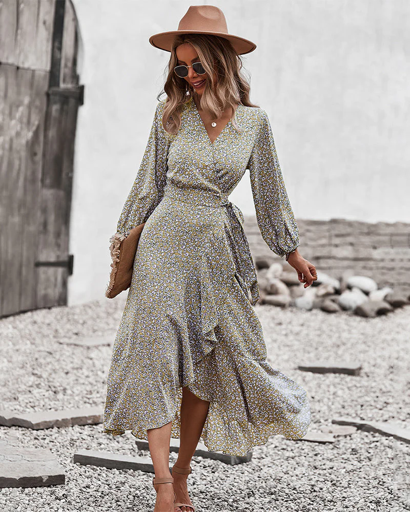Floral Print Wrap Midi Dress - Image 32