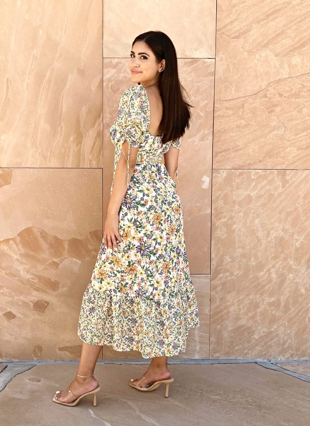 Floral Printed Flutter Midi Dress - Image 2