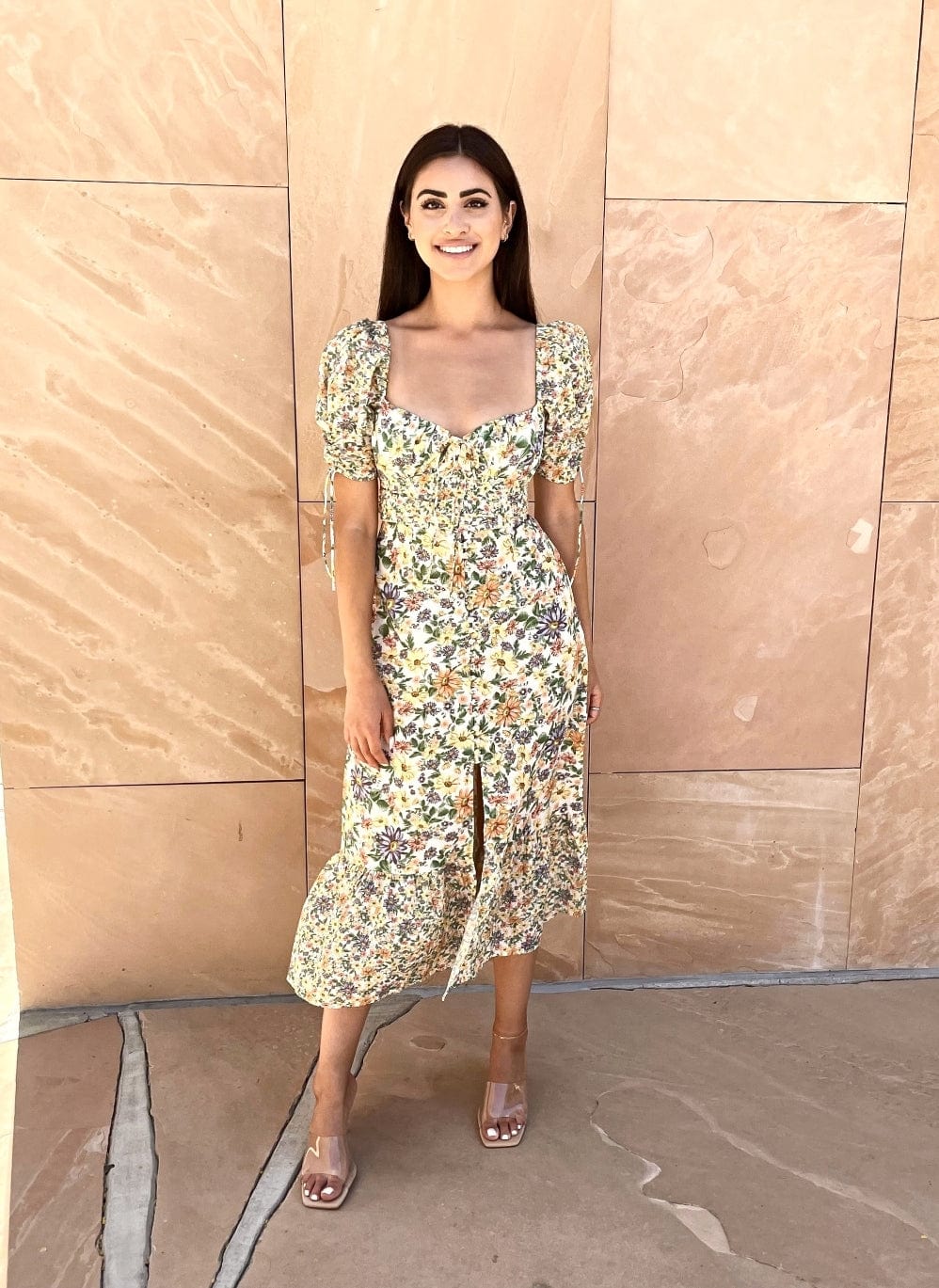 Floral Printed Flutter Midi Dress - Image 3