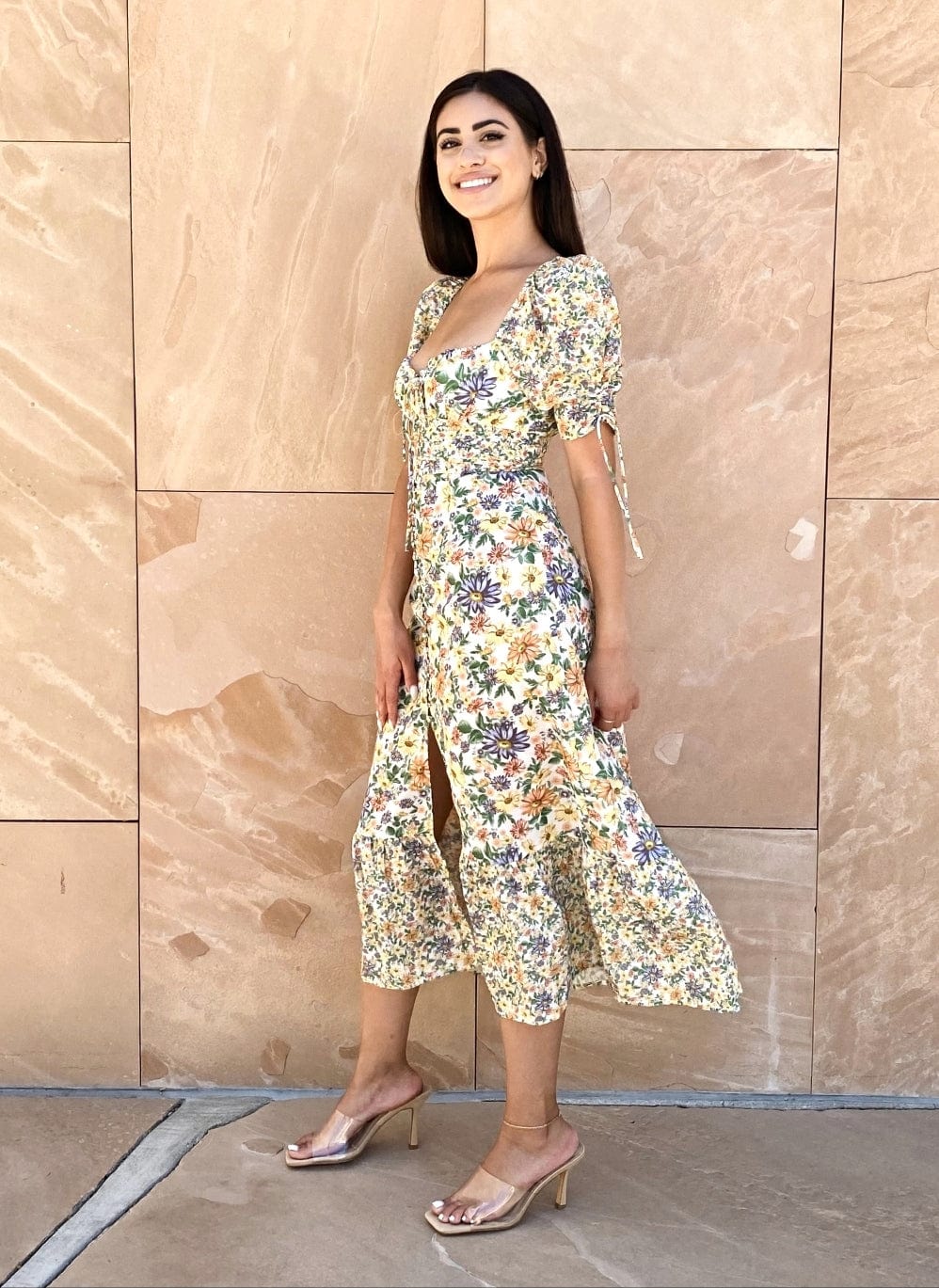 Floral Printed Flutter Midi Dress - Image 4
