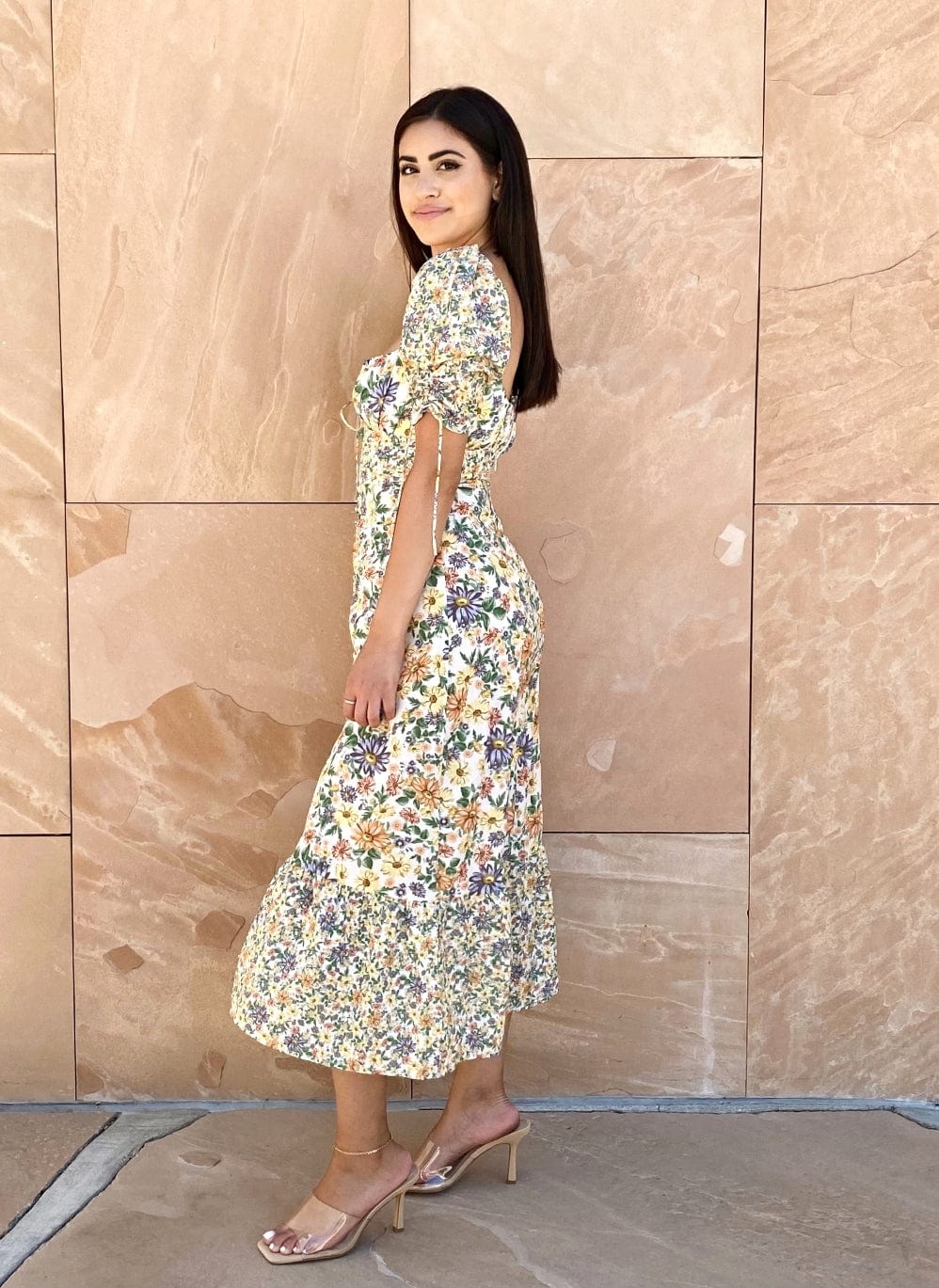 Floral Printed Flutter Midi Dress - Image 5