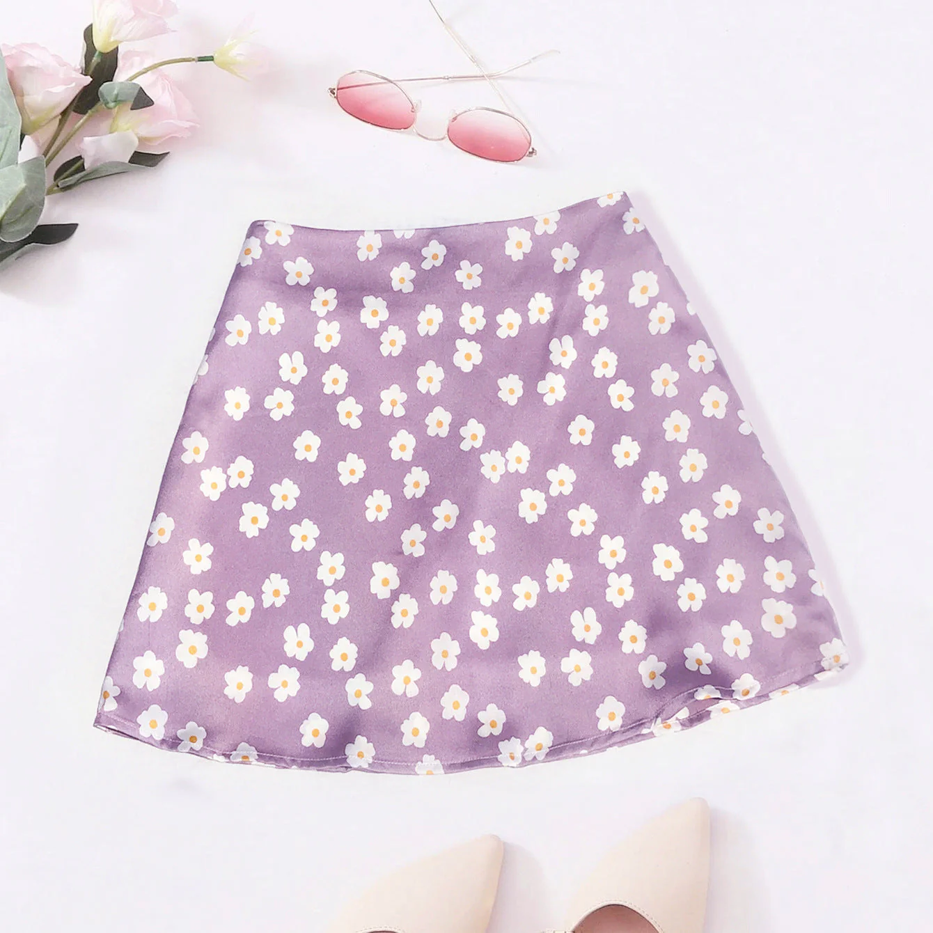Floral Printed Mini Slip Skirt - Image 9