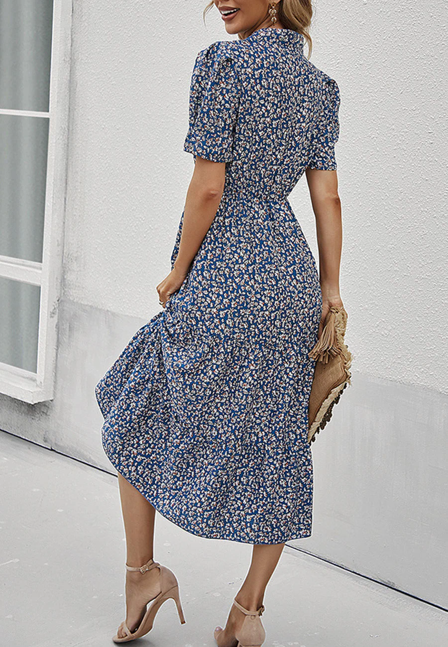 Floral Puff Sleeve Vintage Dress - Image 12