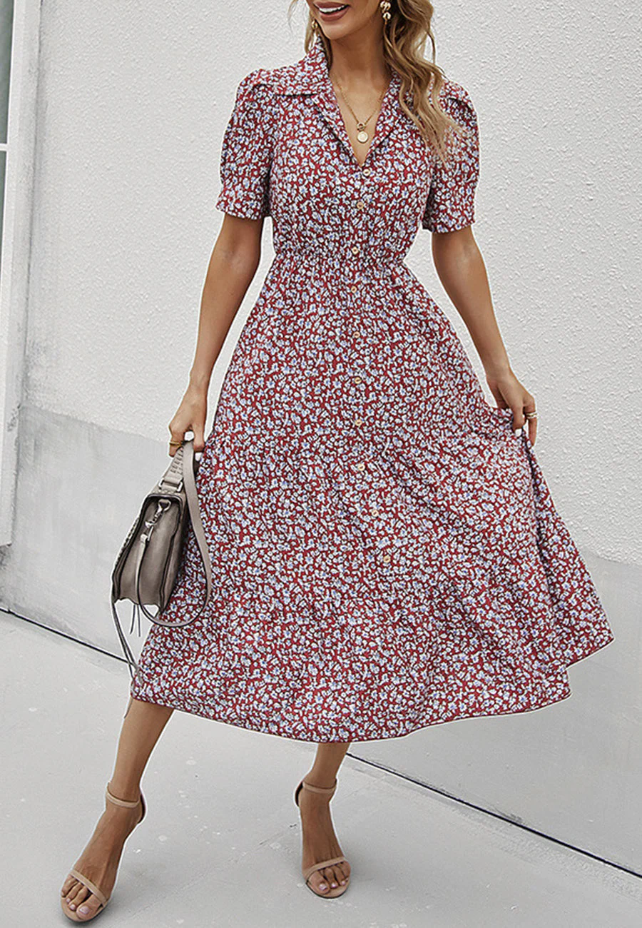 Floral Puff Sleeve Vintage Dress - Image 15