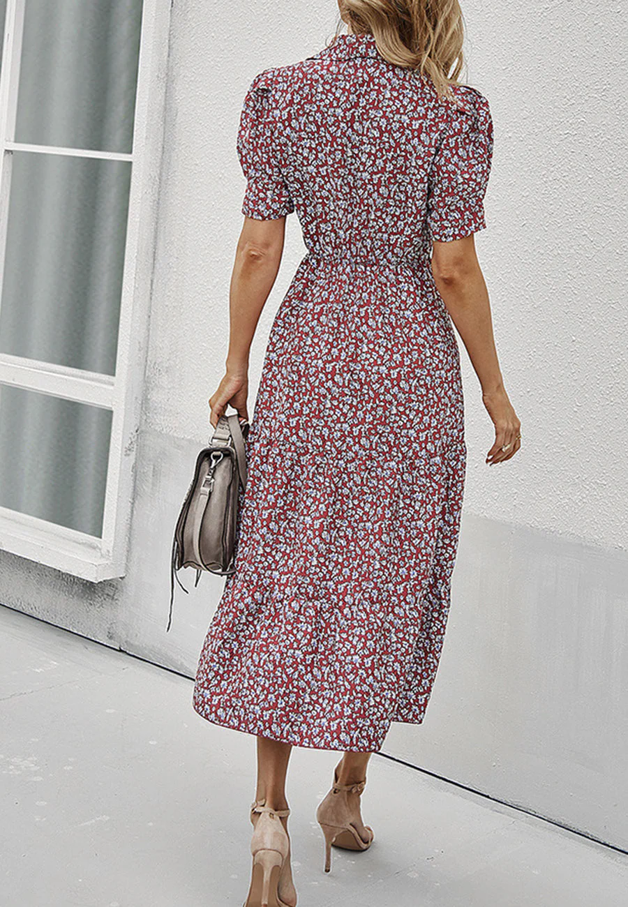 Floral Puff Sleeve Vintage Dress - Image 17