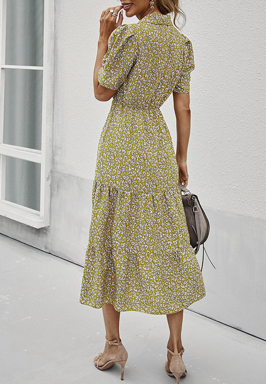 Floral Puff Sleeve Vintage Dress - Image 24