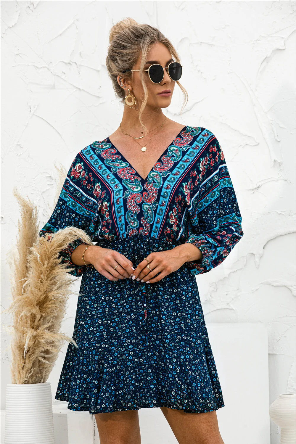Floral Ruffle Hem Boho Dress - Image 10