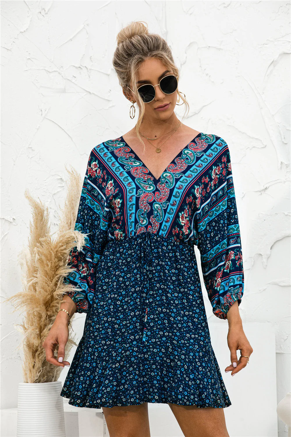 Floral Ruffle Hem Boho Dress - Image 13