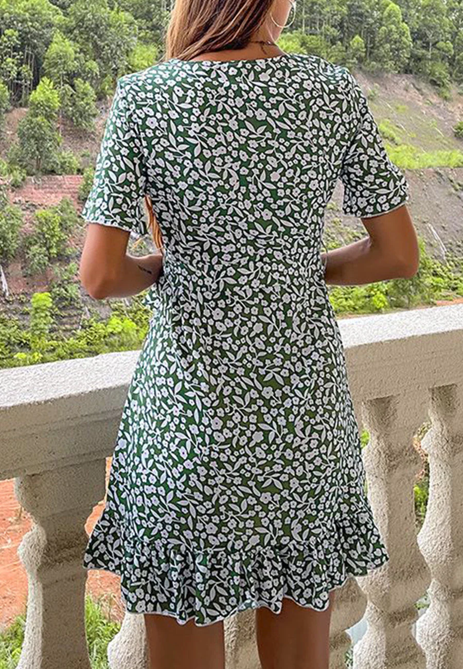 Floral Ruffle Hem Wrap Dress - Image 7