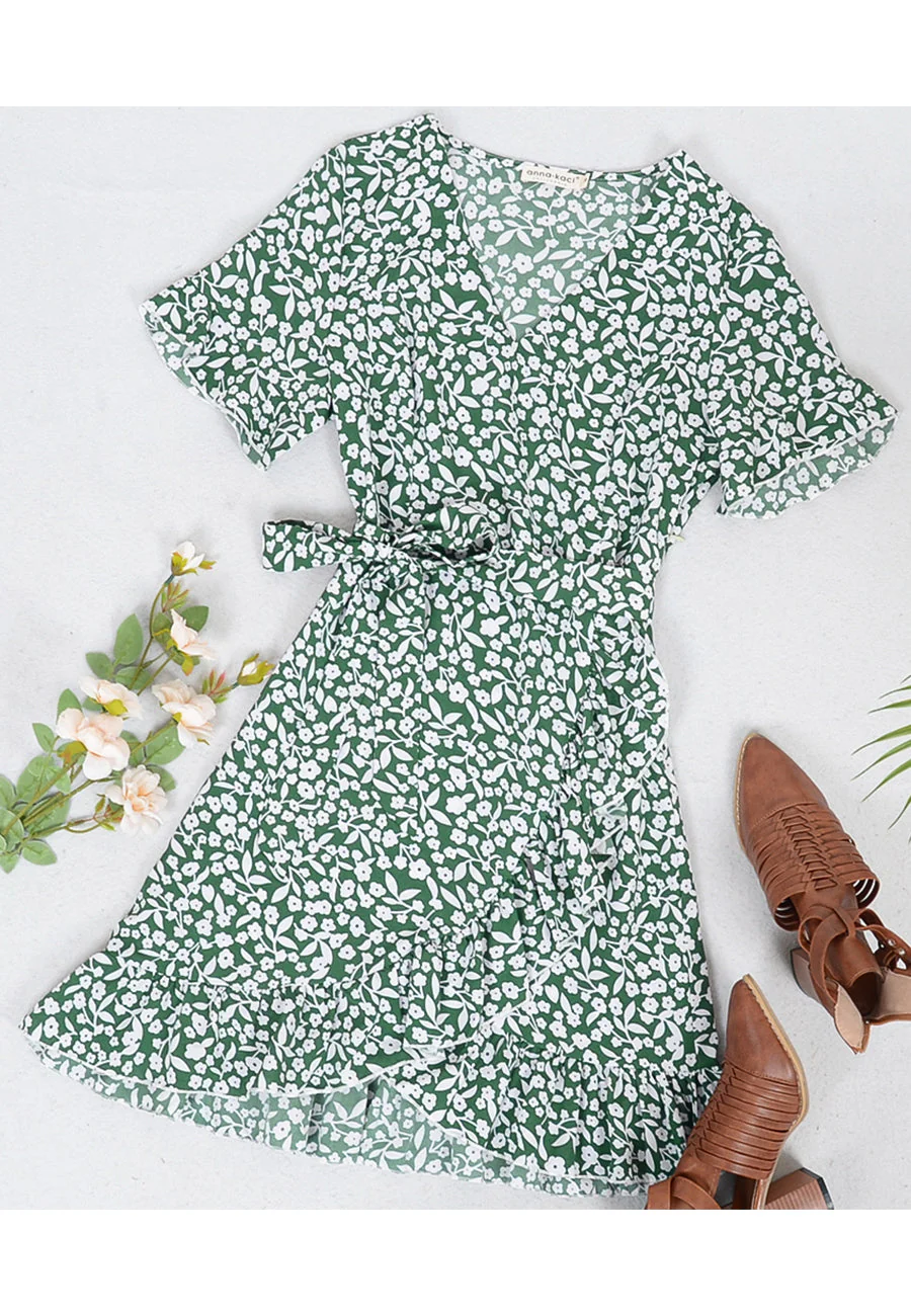 Floral Ruffle Hem Wrap Dress - Image 9