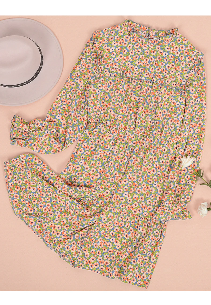 Floral Ruffle Trim Vintage Dress - Image 16