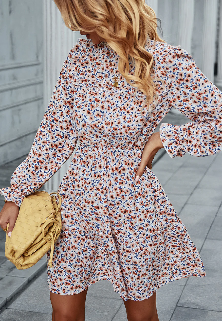 Floral Ruffle Trim Vintage Dress - Image 17