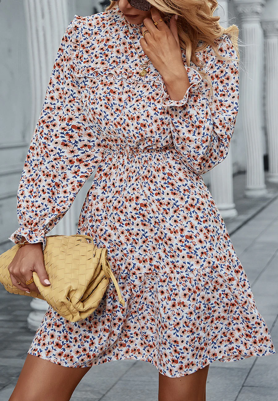 Floral Ruffle Trim Vintage Dress - Image 18