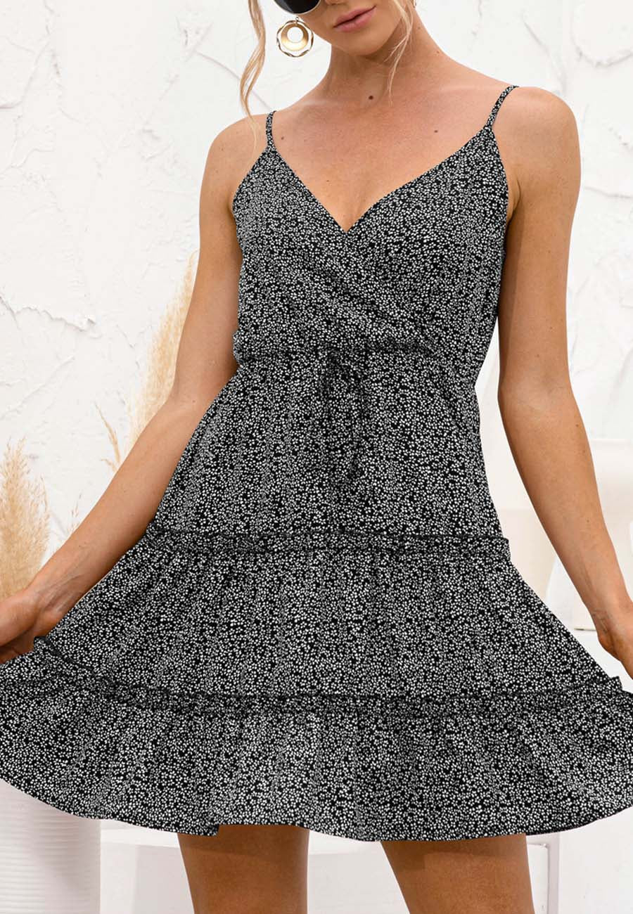 Floral Surplice Neck Dress - Image 11