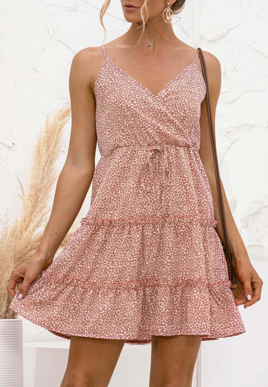 Floral Surplice Neck Dress - Image 13