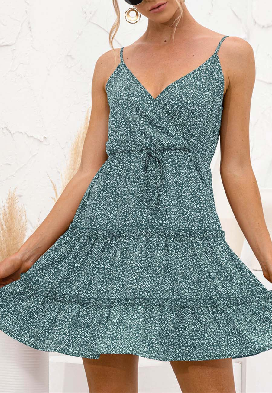 Floral Surplice Neck Dress - Image 23