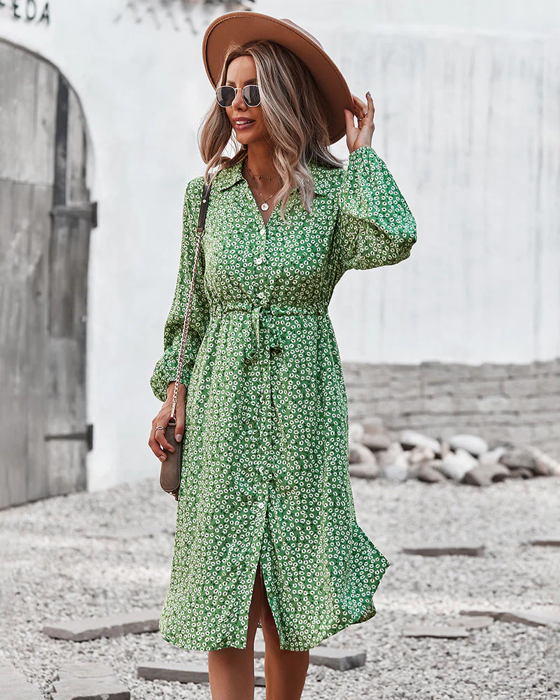 Floral Tie Waist Shirt Dress - Image 17